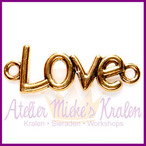 Metaal bedel / tussenstuk "Love" 36x13mm Goud