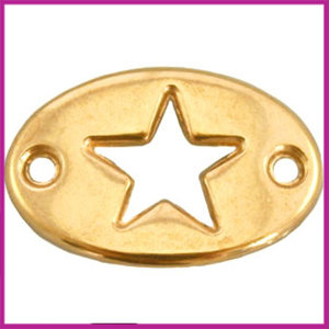DQ metaal bedel 2 ogen ovaal 20x13mm ster Goud