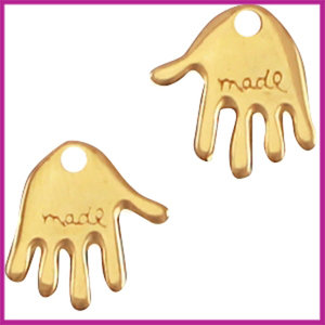 DQ metaal bedel "Hand made" 12x10mm Goud