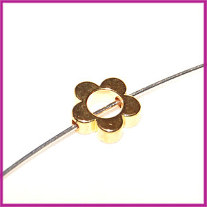 Metaal kraaltje bloem 9x3mm goud