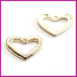 Metaal bedel hartje SPL 16x22 mm