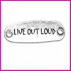 Metal verdeler ovaal  "Live out loud" antiek zilver