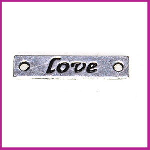 Metal verdeler plaatje "Love" antiek zilver
