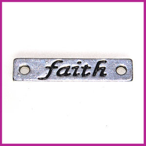 Metal verdeler plaatje "Faith" antiek zilver