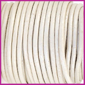 DQ leer rond 2 mm White silver per 50cm