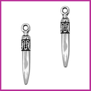 Metaal bedel Boho hanger 24x4mm Antiek zilver
