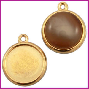 DQ metaal setting 1-oog voor cabochon Ø12mm Goud