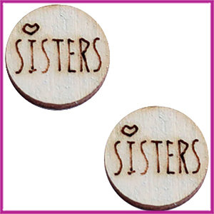 Houten basic cabochon plaksteen acryl Ø12mm Sisters grey