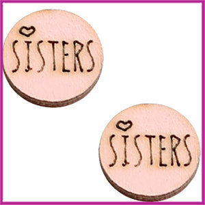 Houten basic cabochon plaksteen acryl Ø12mm Sisters pink