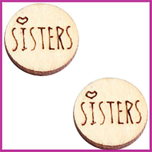 Houten basic cabochon plaksteen acryl Ø12mm Sisters naturel wood