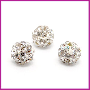 Strass kraal polymeerklei rond 6mm White crystal