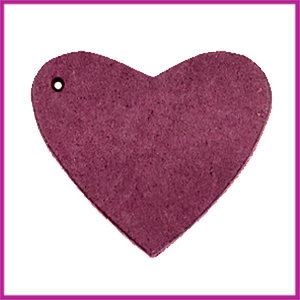 DQ leer hanger hart ca. 4x4,5cm Light aubergine red
