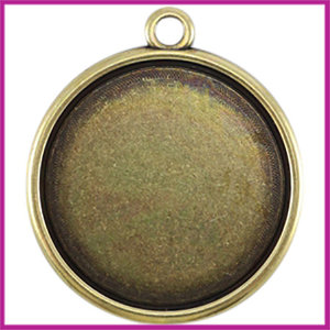 DQ metaal setting 1-oog voor cabochon Ø35mm Antiek brons