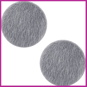 Fluffy faux fur cabochon plaksteen Ø12mm graphite grey