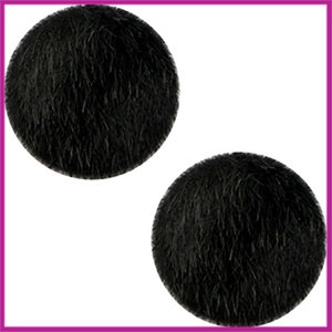Fluffy faux fur cabochon plaksteen Ø12mm black