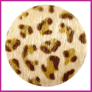 Fluffy faux fur cabochon plaksteen leopard Ø35mm light brown