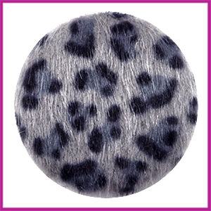 Fluffy faux fur cabochon plaksteen leopard Ø35mm grey blue