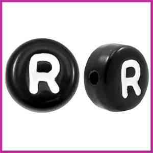 Letterkraal acryl zwart rond 7 mm R