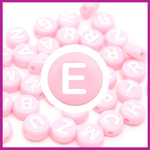 Letterkraal acryl roze/wit rond 7 mm E