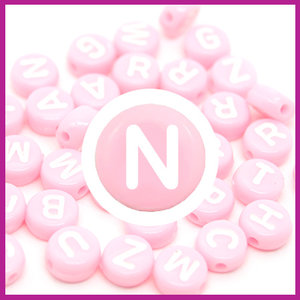 Letterkraal acryl roze/wit rond 7 mm N
