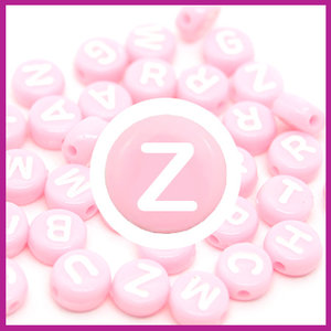 Letterkraal acryl roze/wit rond 7 mm Z
