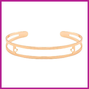DQ metaal basis armband met twee oogjes Rosegold