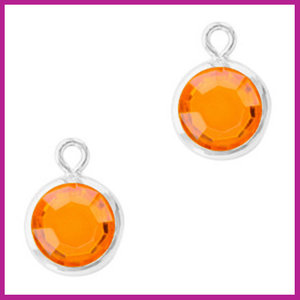 DQ Hangers van crystal glas rond 6mm Silver-Sun orange