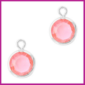 DQ Hangers van crystal glas rond 6mm Silver-Light rose