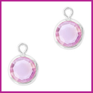DQ Hangers van crystal glas rond 6mm Silver-Violet purple