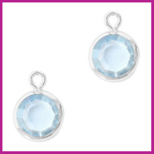 DQ Hangers van crystal glas rond 6mm Silver-Light sapphire