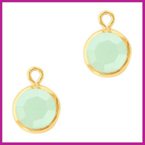 DQ Hangers van crystal glas rond 6mm Gold-Powder opal green