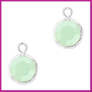 DQ Hangers van crystal glas rond 6mm Silver-Powder opal green