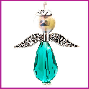 Diy Pakketje Sleutelhanger Beschermengel L Transparant Blue Zircon Miekes Kralenshop