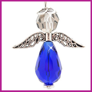 Diy Pakketje Sleutelhanger Beschermengel L Transparant Dark Blue Miekes Kralenshop